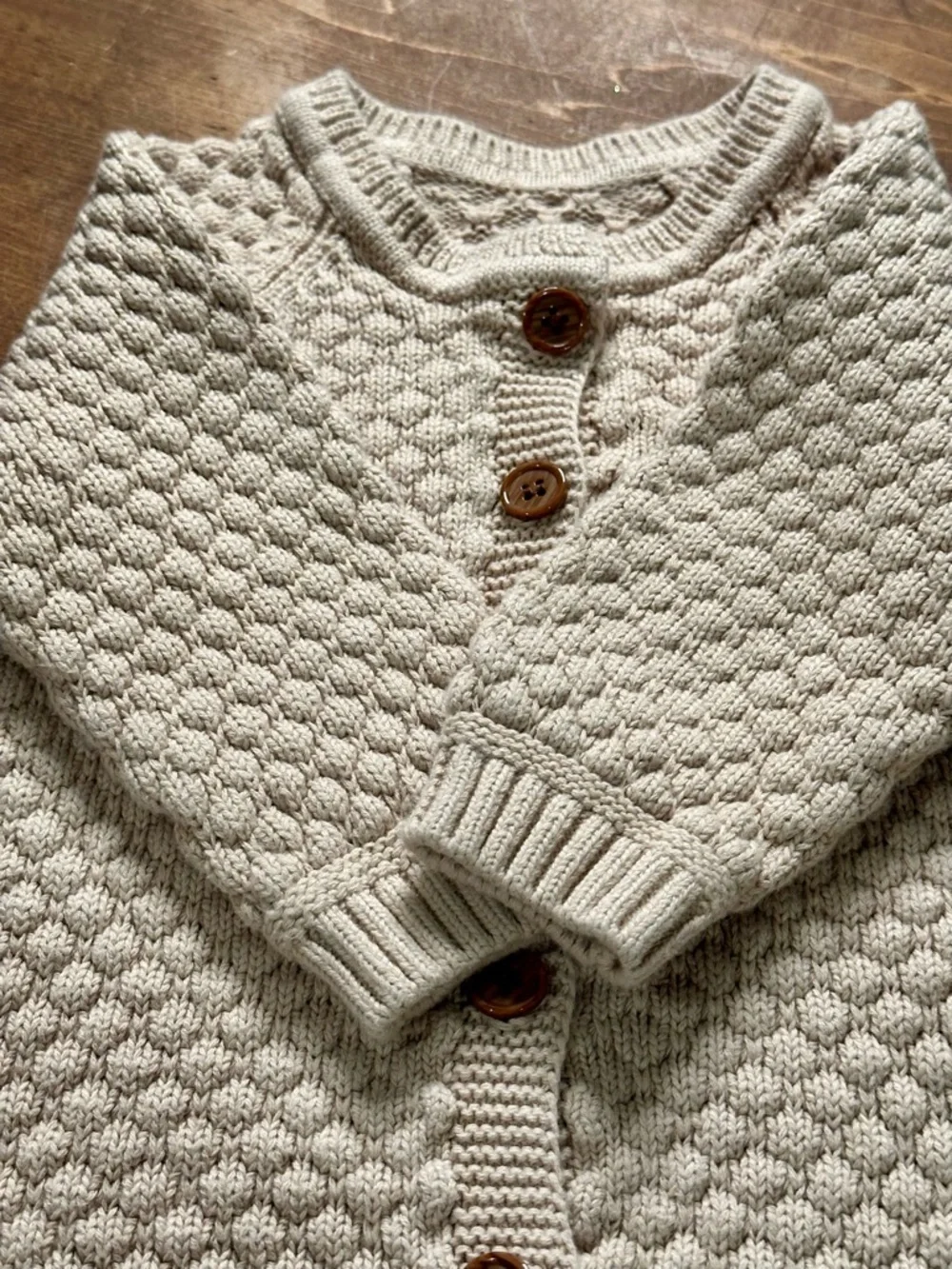 Chunky Knit Baby Romper 6 to 9M Size 70 Neutral With Buttons